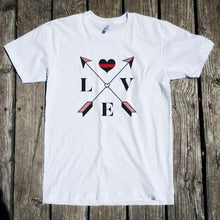 Load image into Gallery viewer, Love Arrow Cross - Thin Red Line - Firefighter Apparel Unisex T-Shirt
