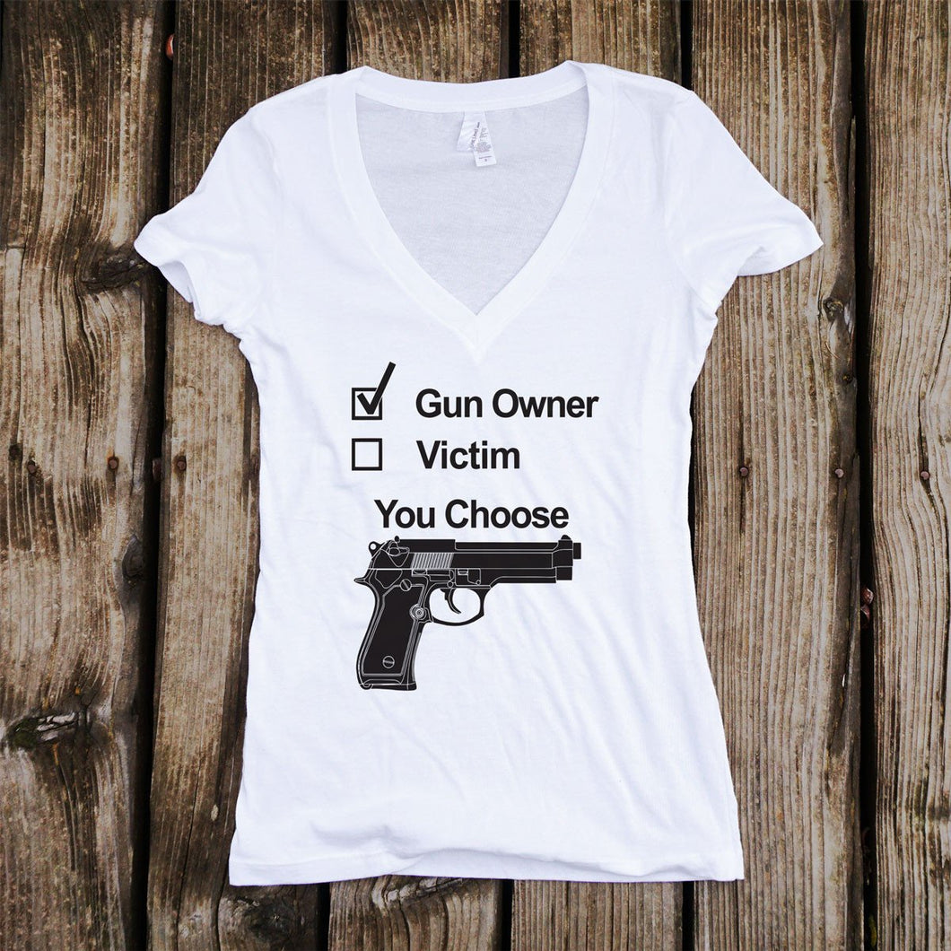 Gun Owner or Victim? You Choose Deep V-Neck T-Shirt