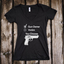 Load image into Gallery viewer, Gun Owner or Victim? You Choose Deep V-Neck T-Shirt
