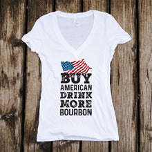 Load image into Gallery viewer, Buy American Drink More Bourbon Deep V-Neck T-Shirt
