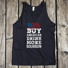 Load image into Gallery viewer, Buy American Drink More Bourbon Black Tank Top
