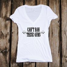 Load image into Gallery viewer, Can&#39;t Ban These Guns Deep V-Neck T-Shirt
